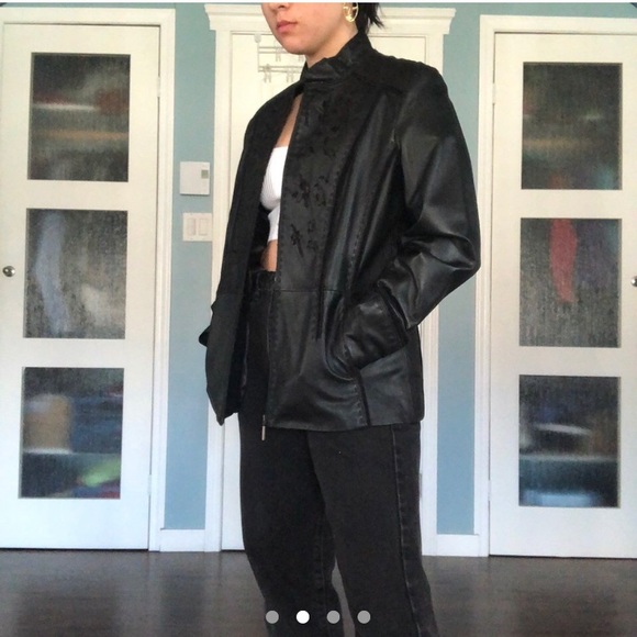 Vintage Leather Trench Coat Jacket - Picture 2 of 4